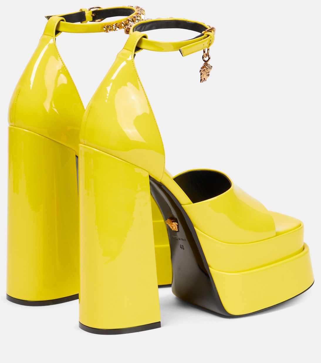 Sandales Medusa Aevitas à plateau en cuir verni | Versace