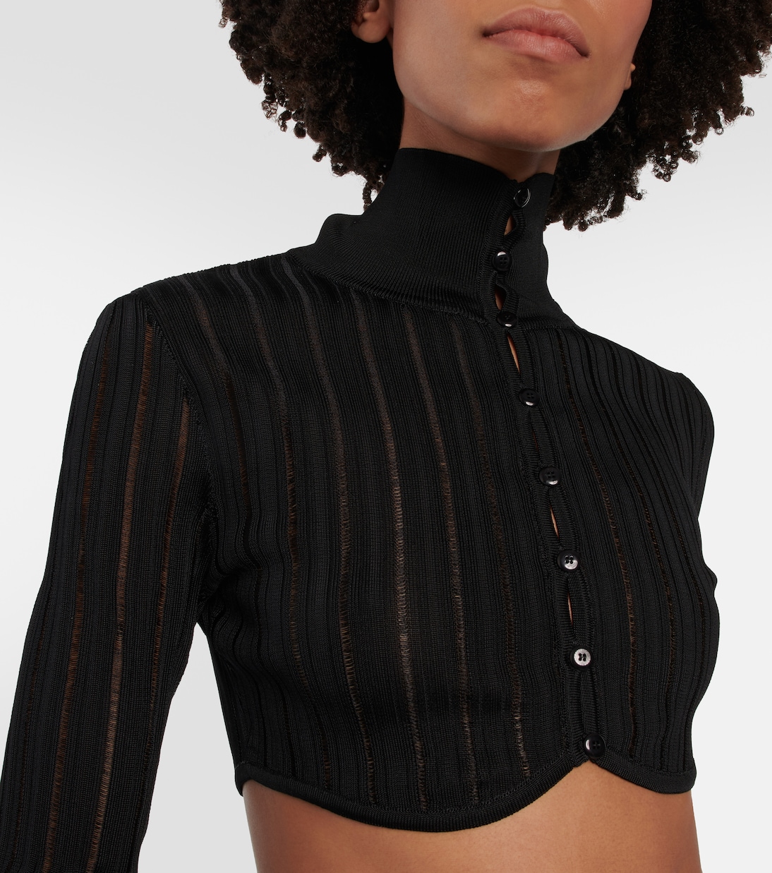 Cardigan cropped in maglia a coste | Alaïa