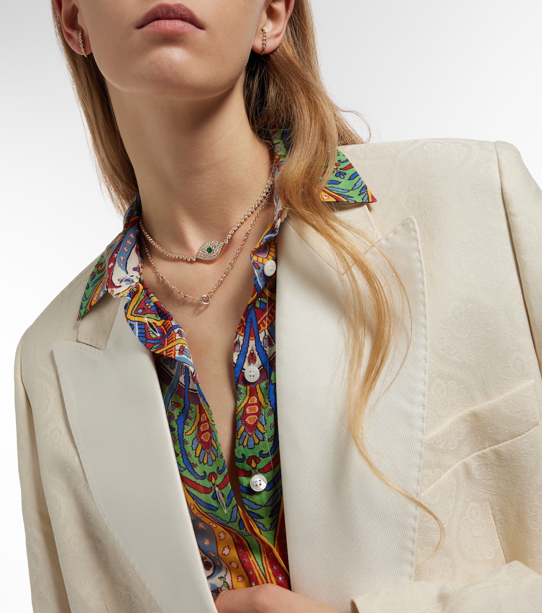 Set Gravity de collar de oro amarillo y rosa de 18 ct y anillo de oro blanco de 18 ct | Spinelli Kilcollin