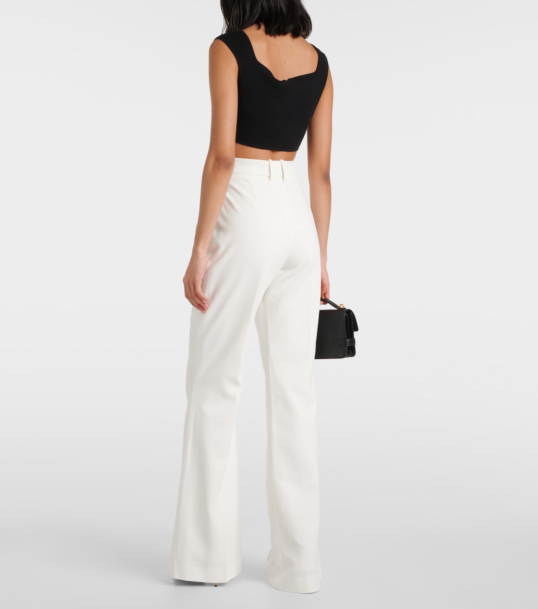 Pantalones flared de crepé con tiro alto | Balmain