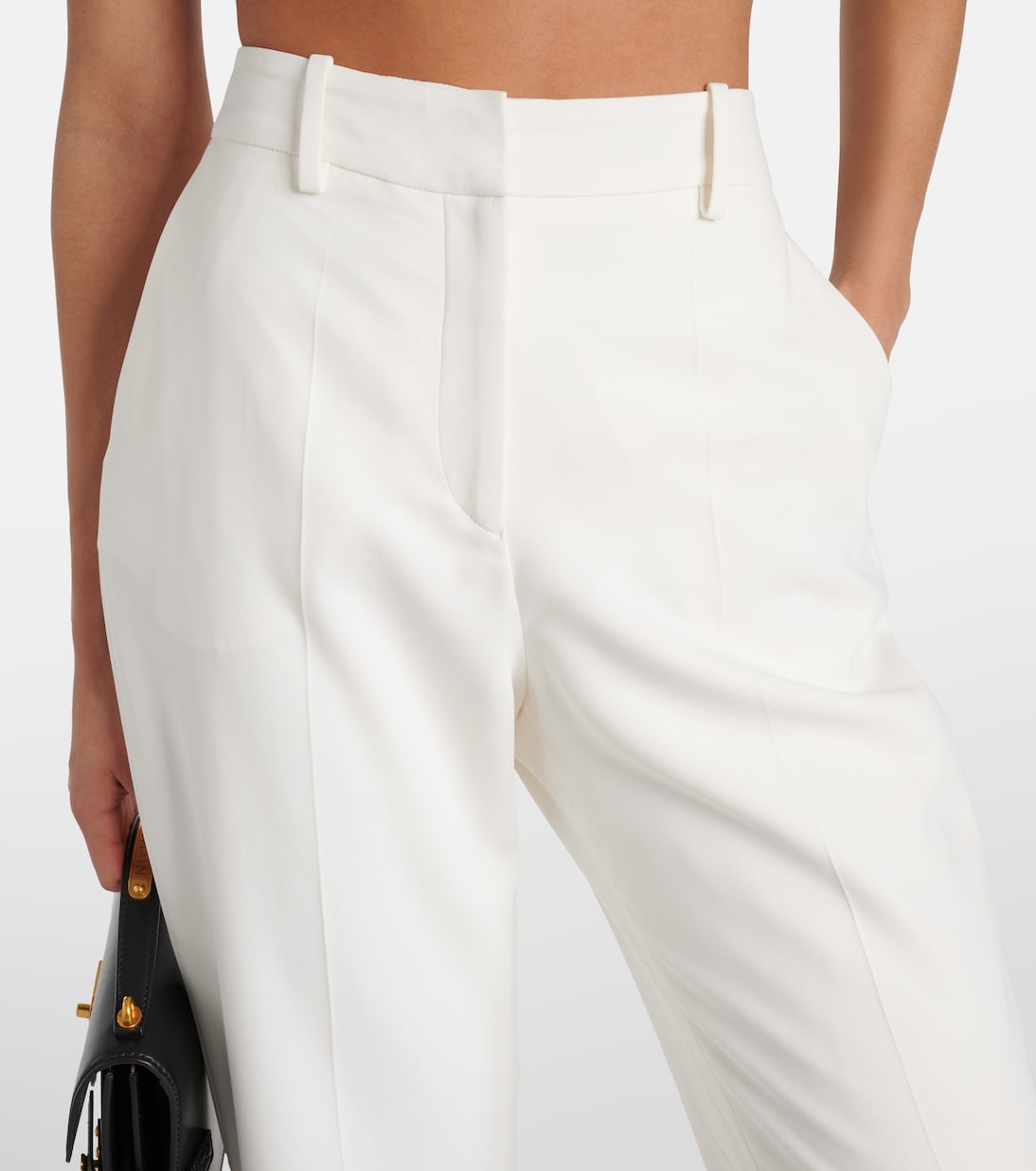 Pantalones flared de crepé con tiro alto | Balmain