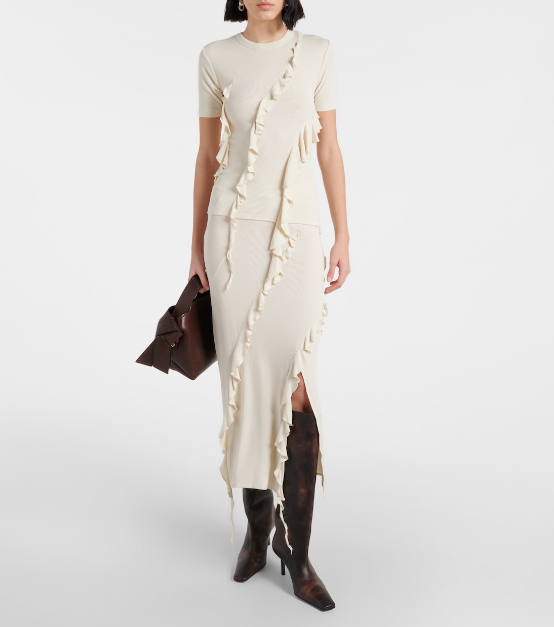 Asymmetric ruffled midi skirt | Acne Studios