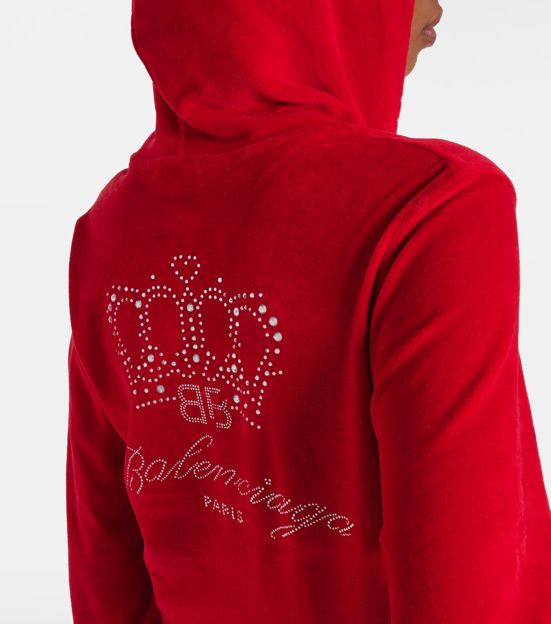 Logo embellished velvet track jacket in red - Balenciaga | Mytheresa