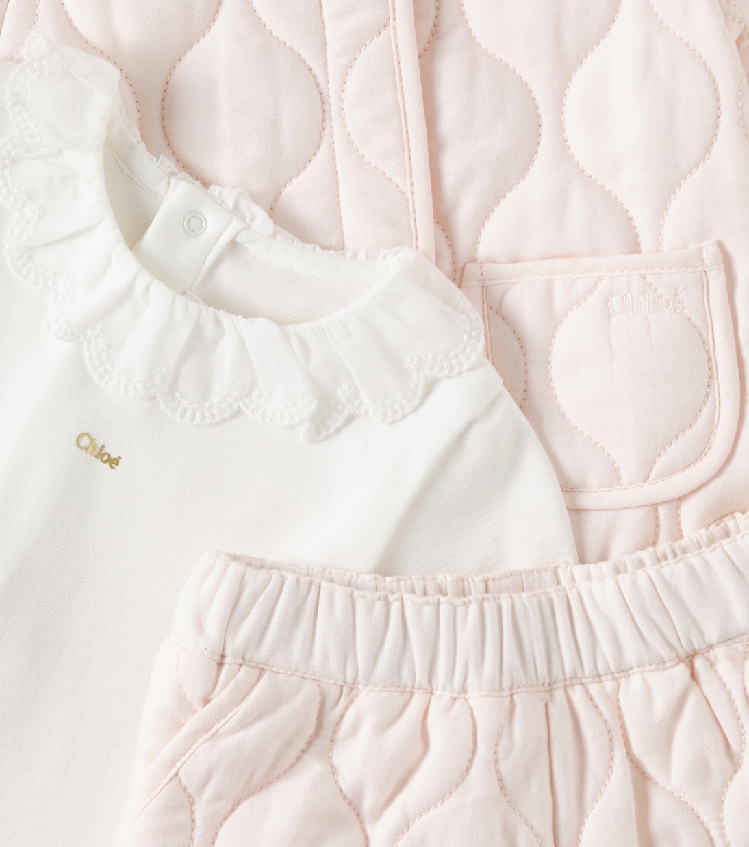 Baby bodysuit, jacket and pants set | Chloé Kids