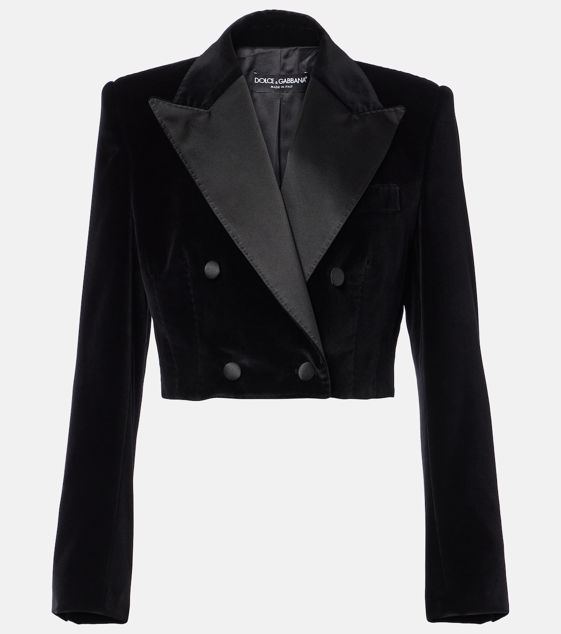 Cropped-Smokingjacke aus Samt | Dolce&Gabbana