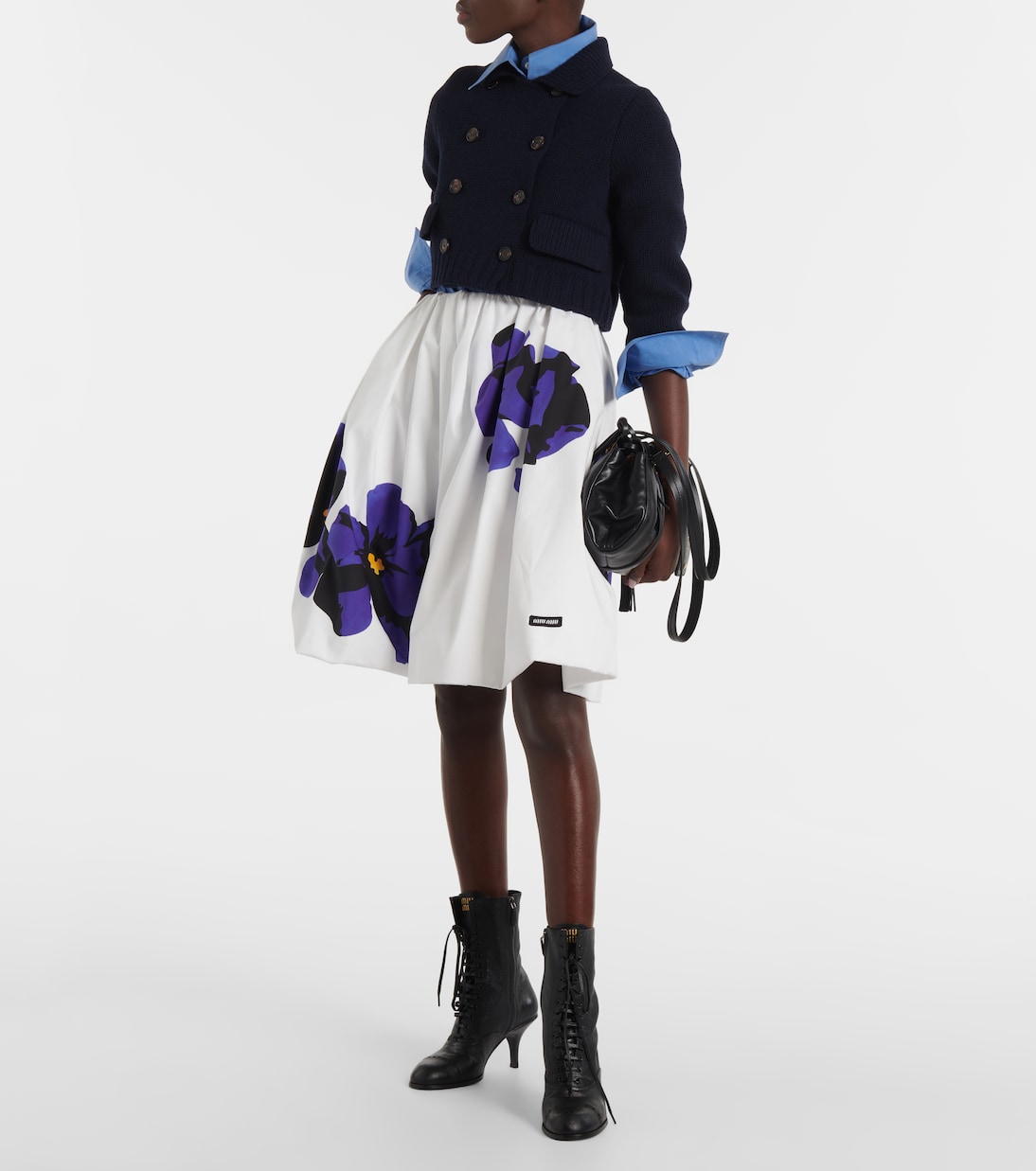Double-breasted cropped wool coat | Miu Miu