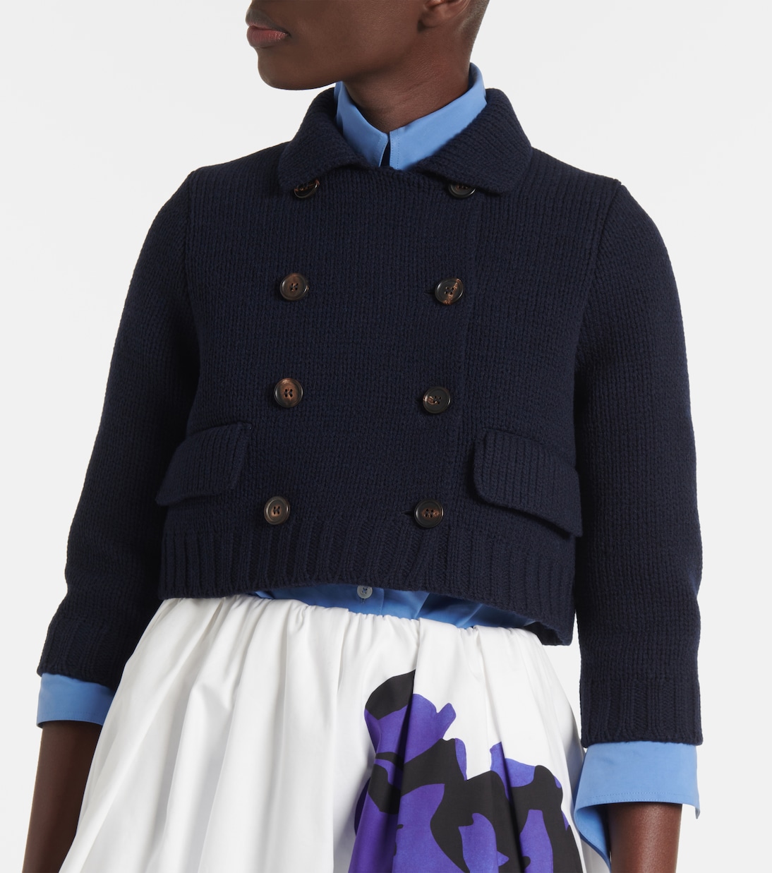 Double-breasted cropped wool coat | Miu Miu