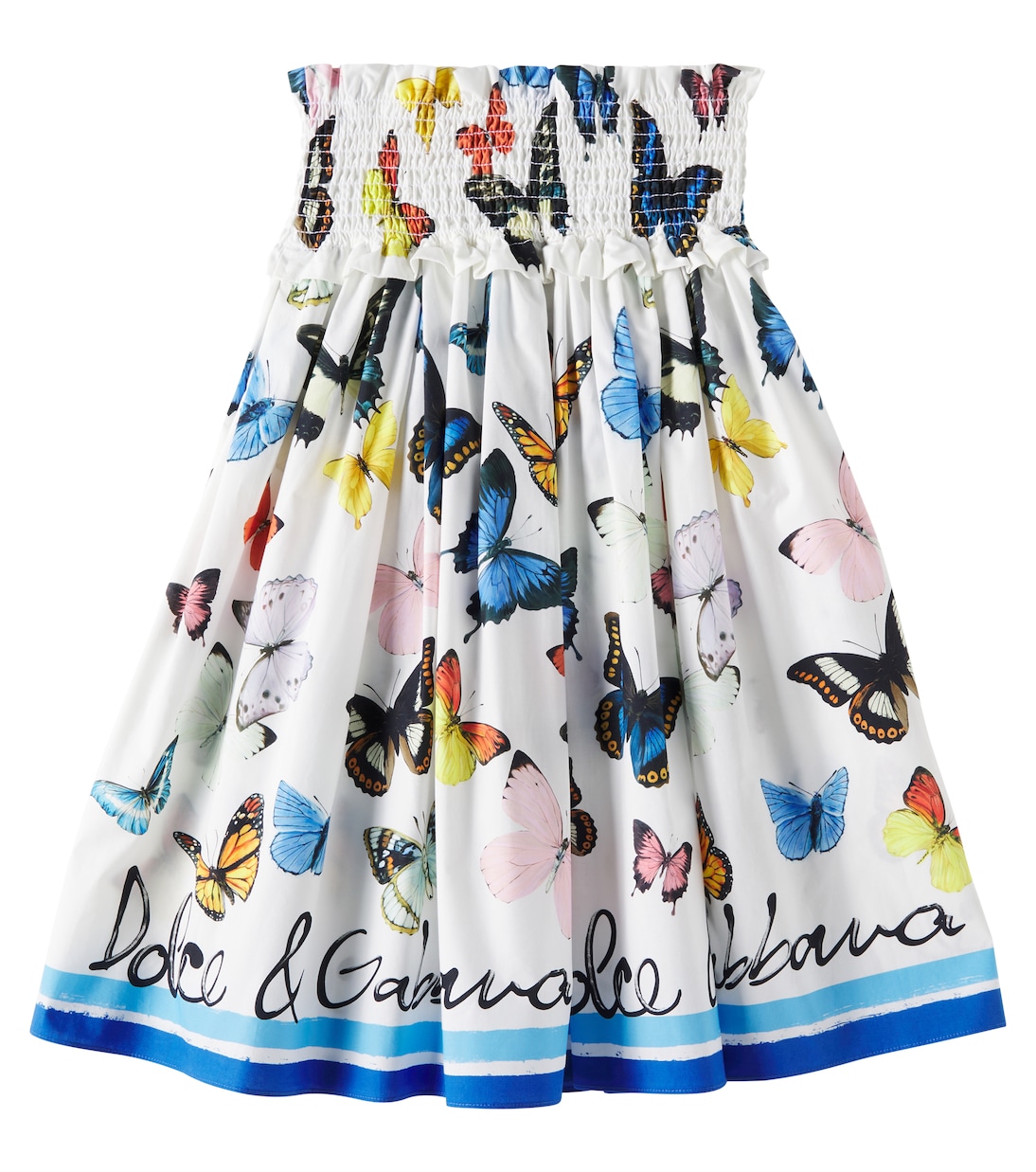 Gonna in popeline di cotone con volant | Dolce&Gabbana Kids