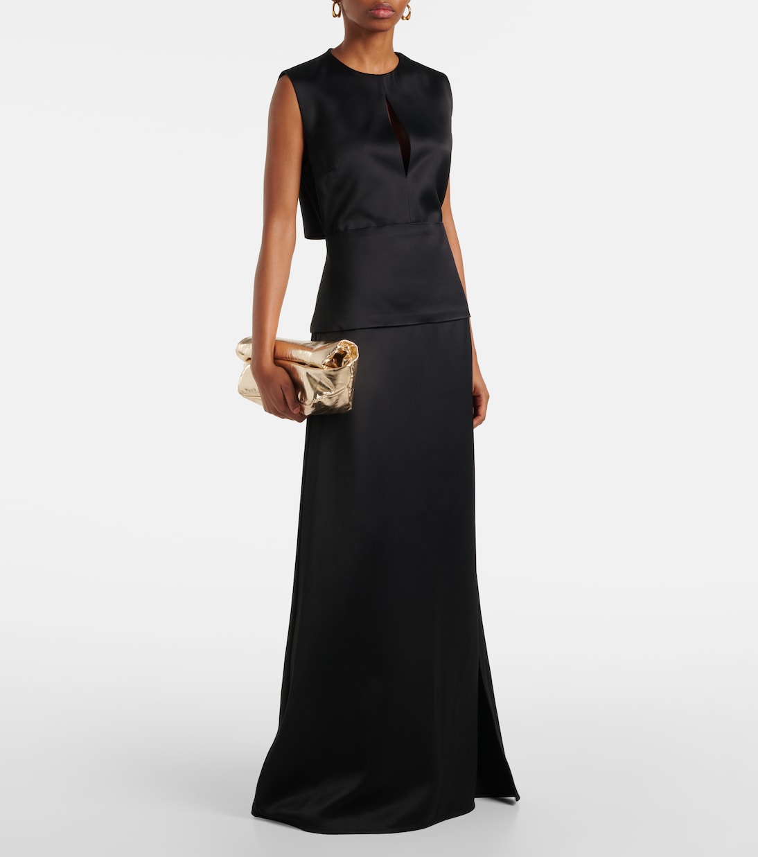 Abito midi in raso con cut-out | Jil Sander