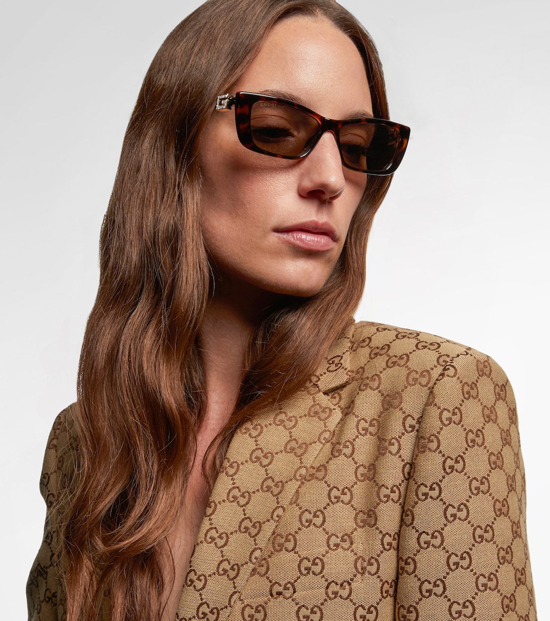Eckige Sonnenbrille mit Kristallen | Gucci