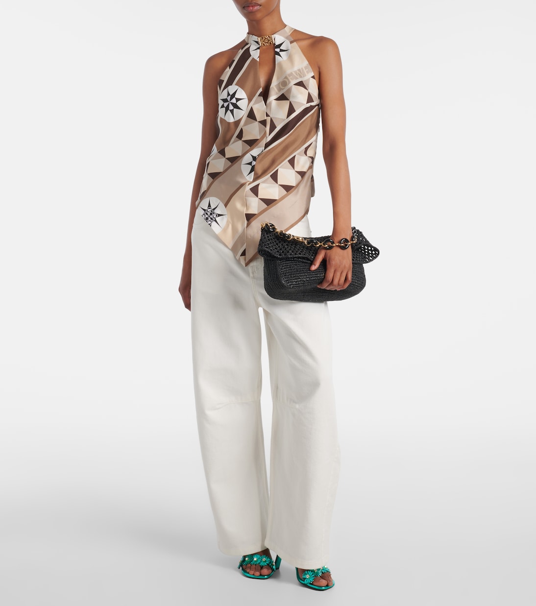 Top Paula's Ibiza Anagram imprimé en soie | Loewe