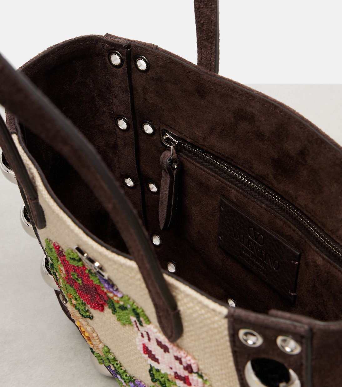 Nellcôte Mini embellished suede tote bag | Valentino Garavani