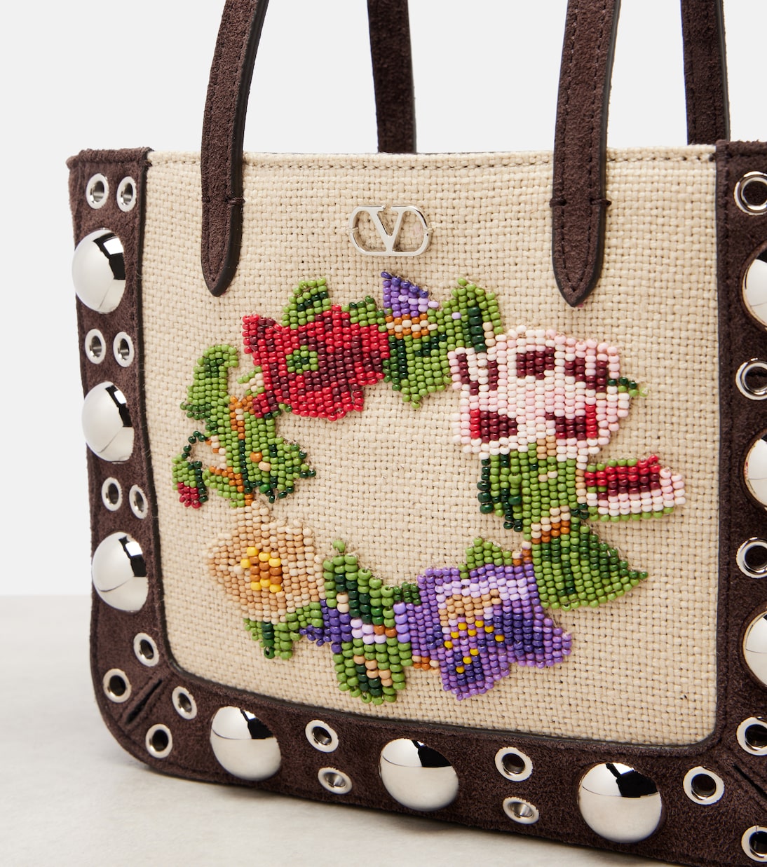 Nellcôte Mini embellished suede tote bag | Valentino Garavani