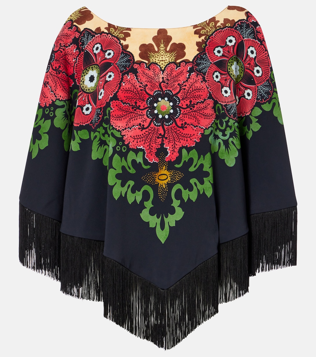 Printed fringed poncho | La DoubleJ