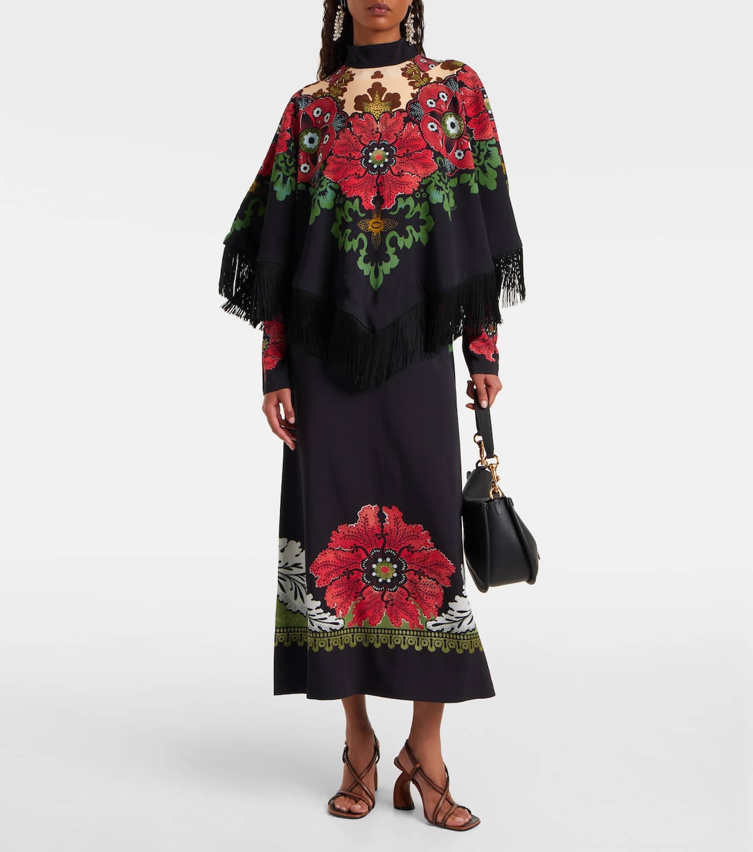 Printed fringed poncho | La DoubleJ