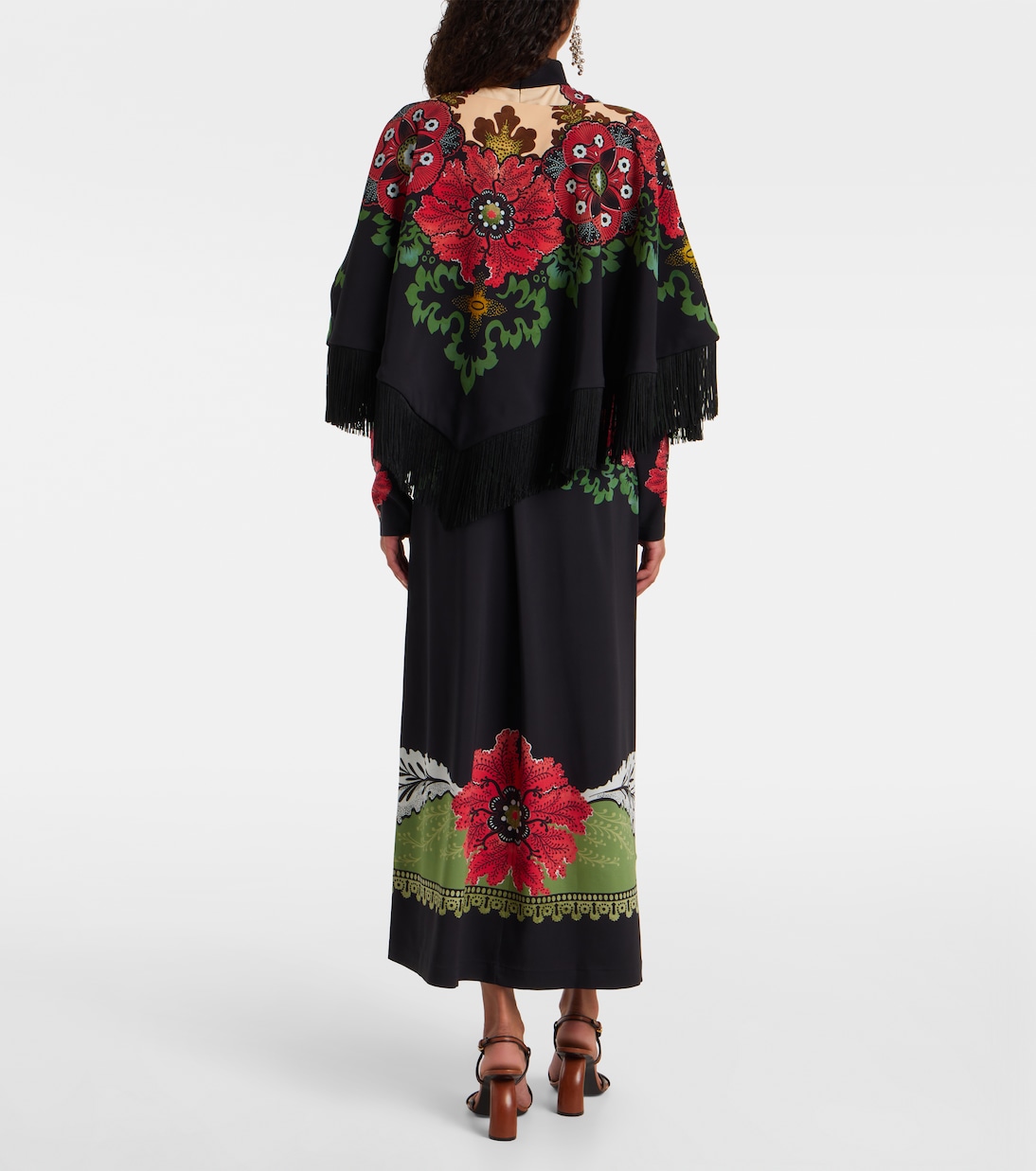 Printed fringed poncho | La DoubleJ