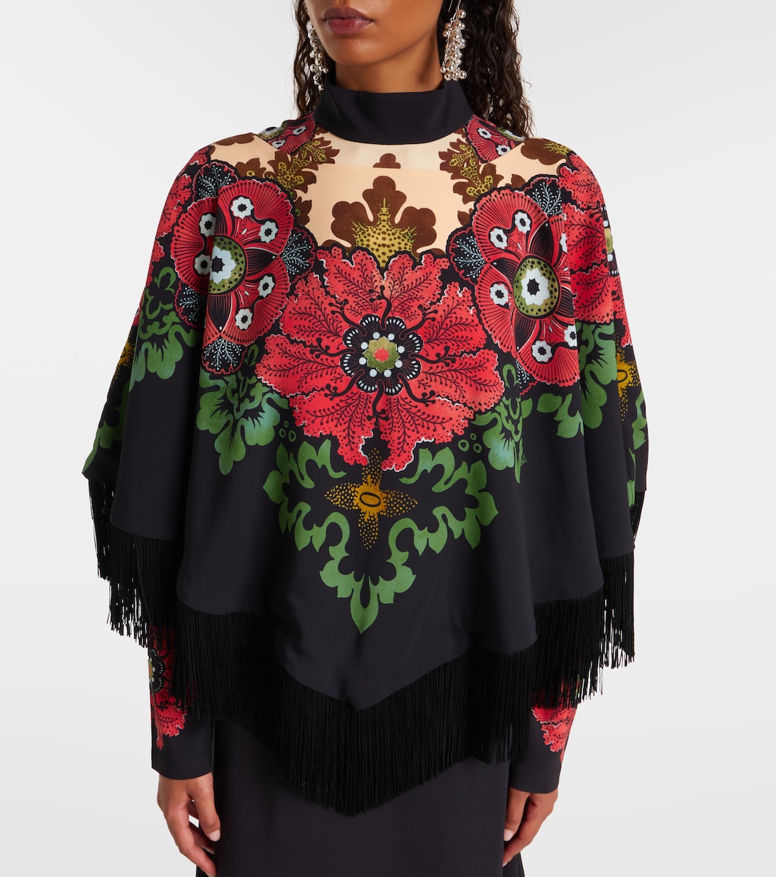 Printed fringed poncho | La DoubleJ
