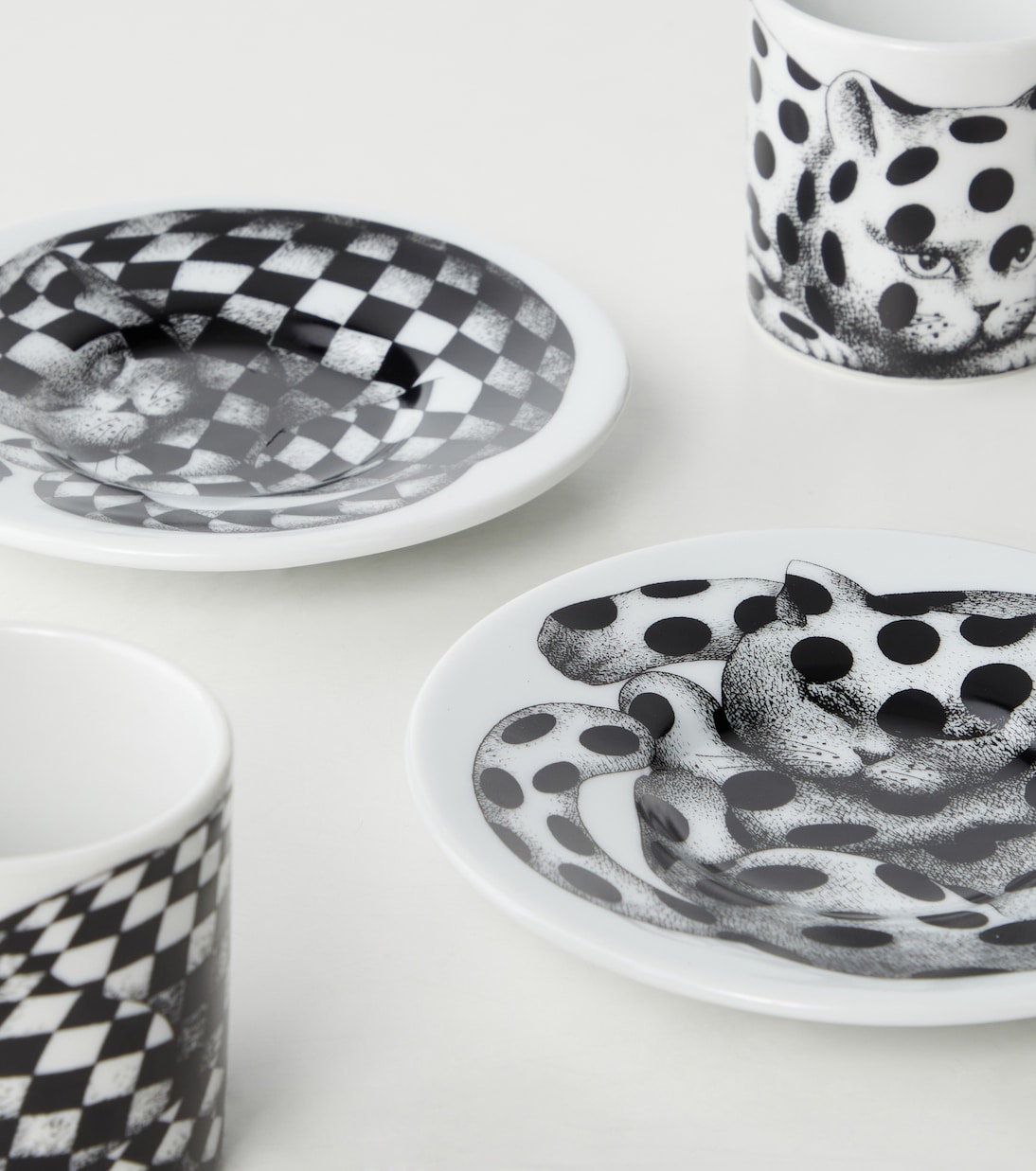 Set de 2 tazas y platillos High Fidelity de porcelana | Fornasetti