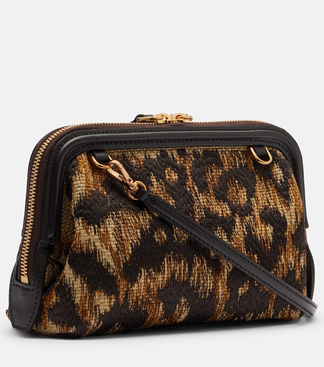 Doc leather-trimmed raffia-effect crossbody bag | Etro