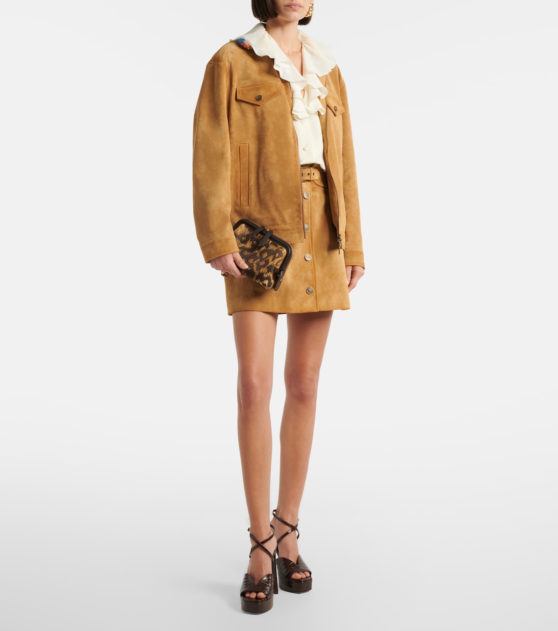 Doc leather-trimmed raffia-effect crossbody bag | Etro