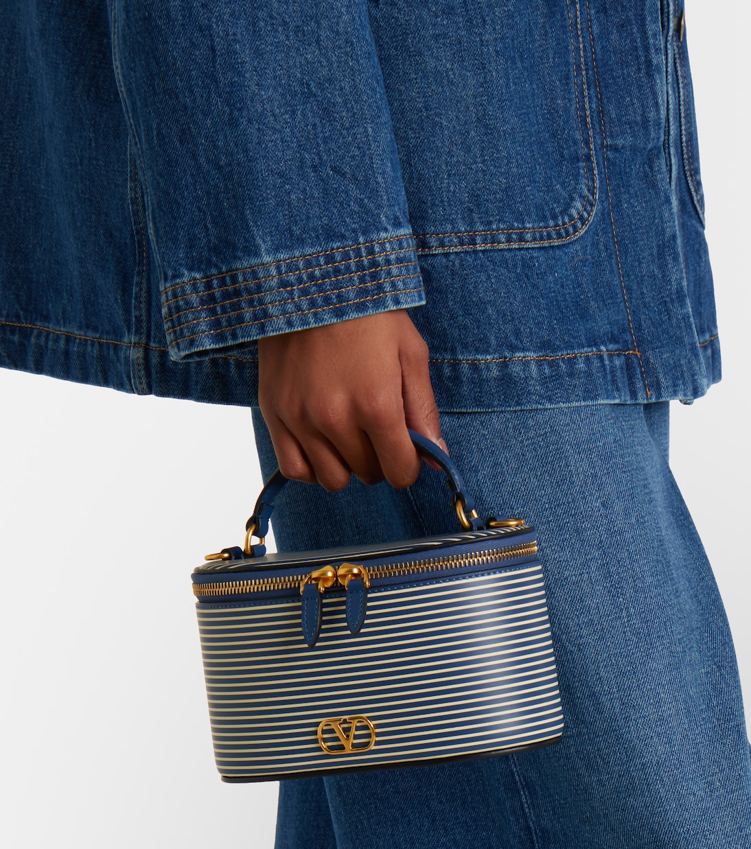 VLogo Mini striped leather vanity bag | Valentino Garavani