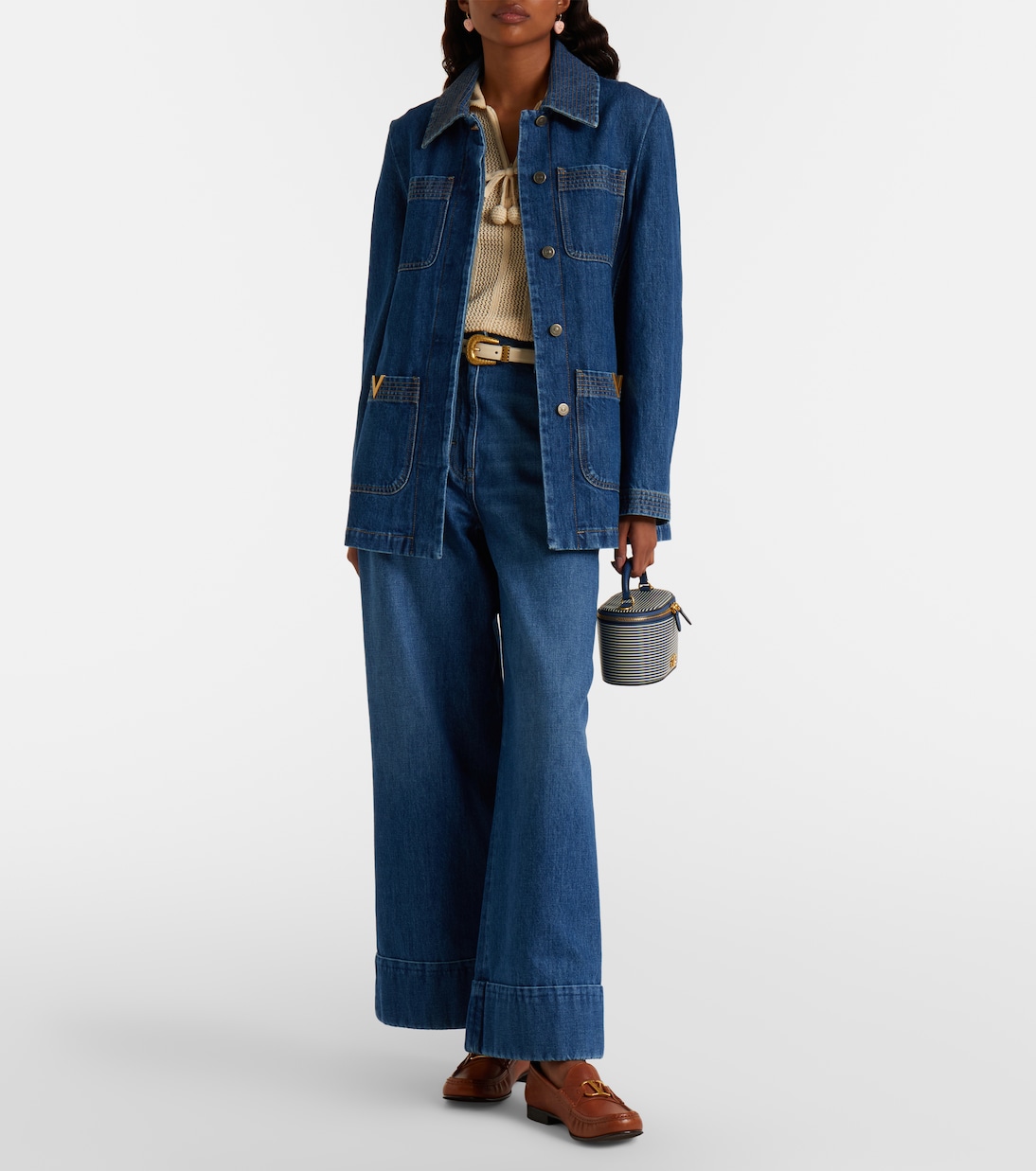 VLogo Mini striped leather vanity bag | Valentino Garavani