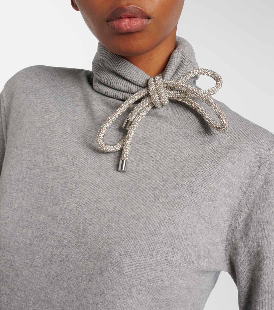 Embellished cotton and cashmere turtleneck sweater | Area