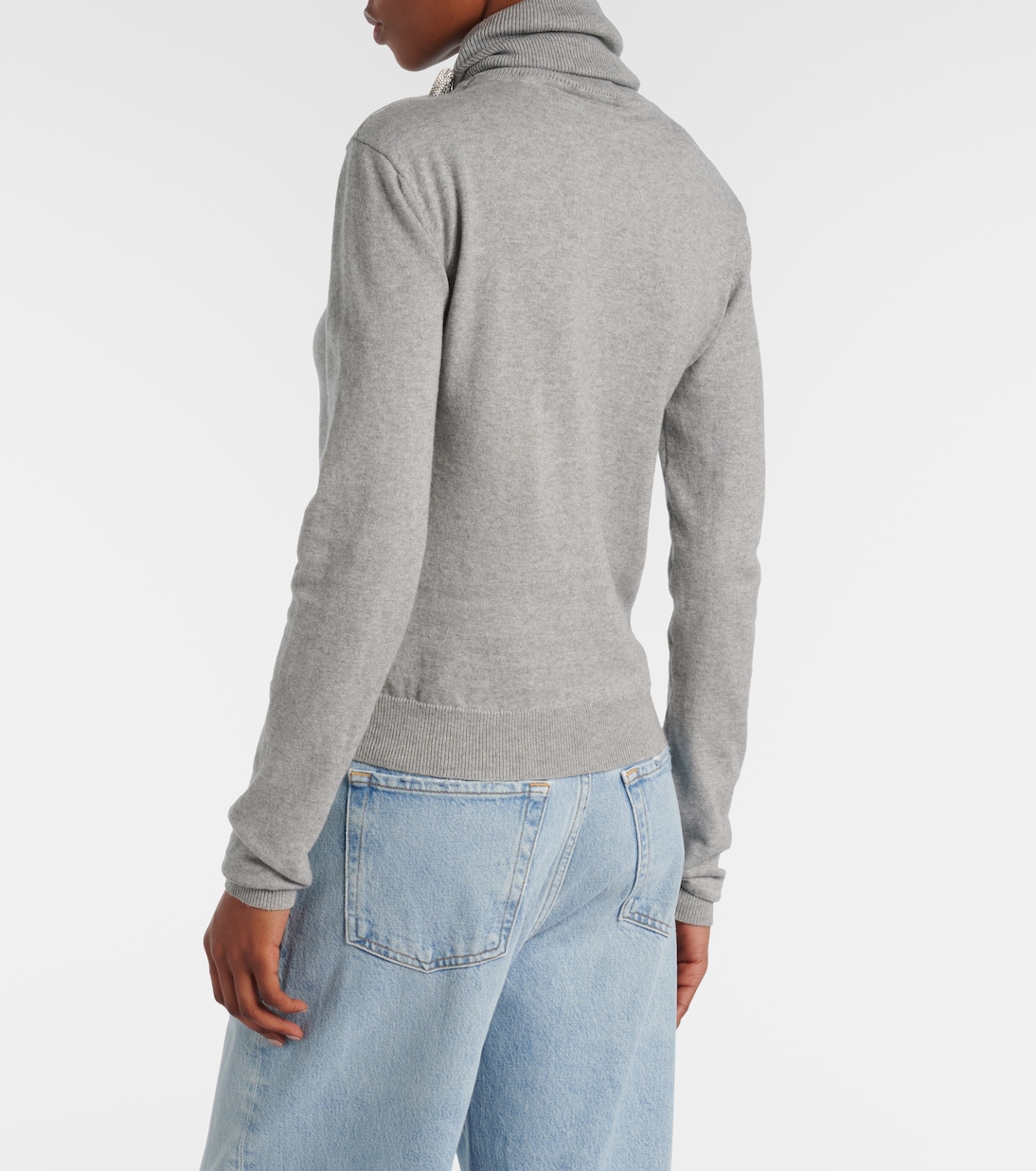 Embellished cotton and cashmere turtleneck sweater | Area