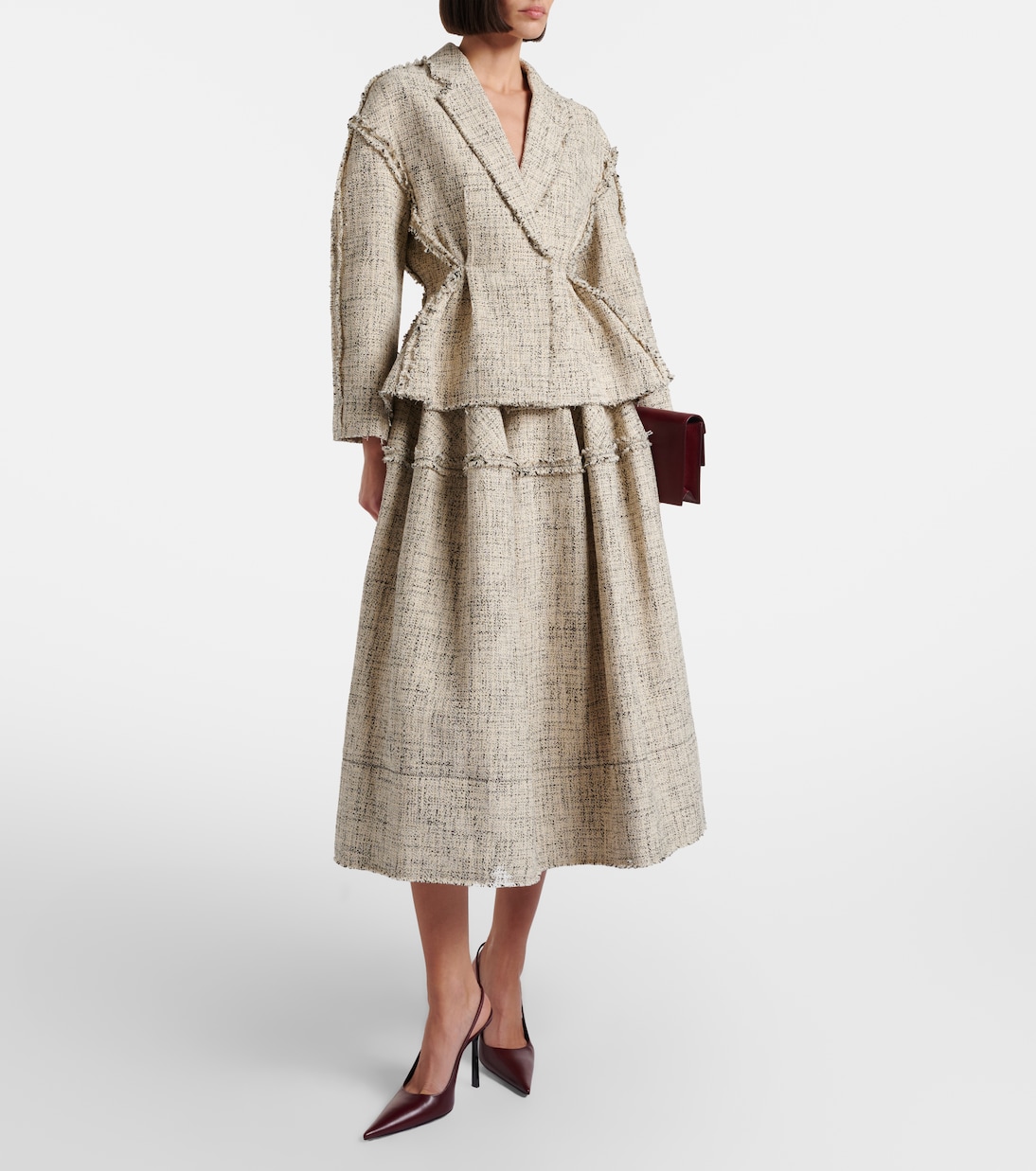 Cotton-blend tweed peplum jacket | Erdem