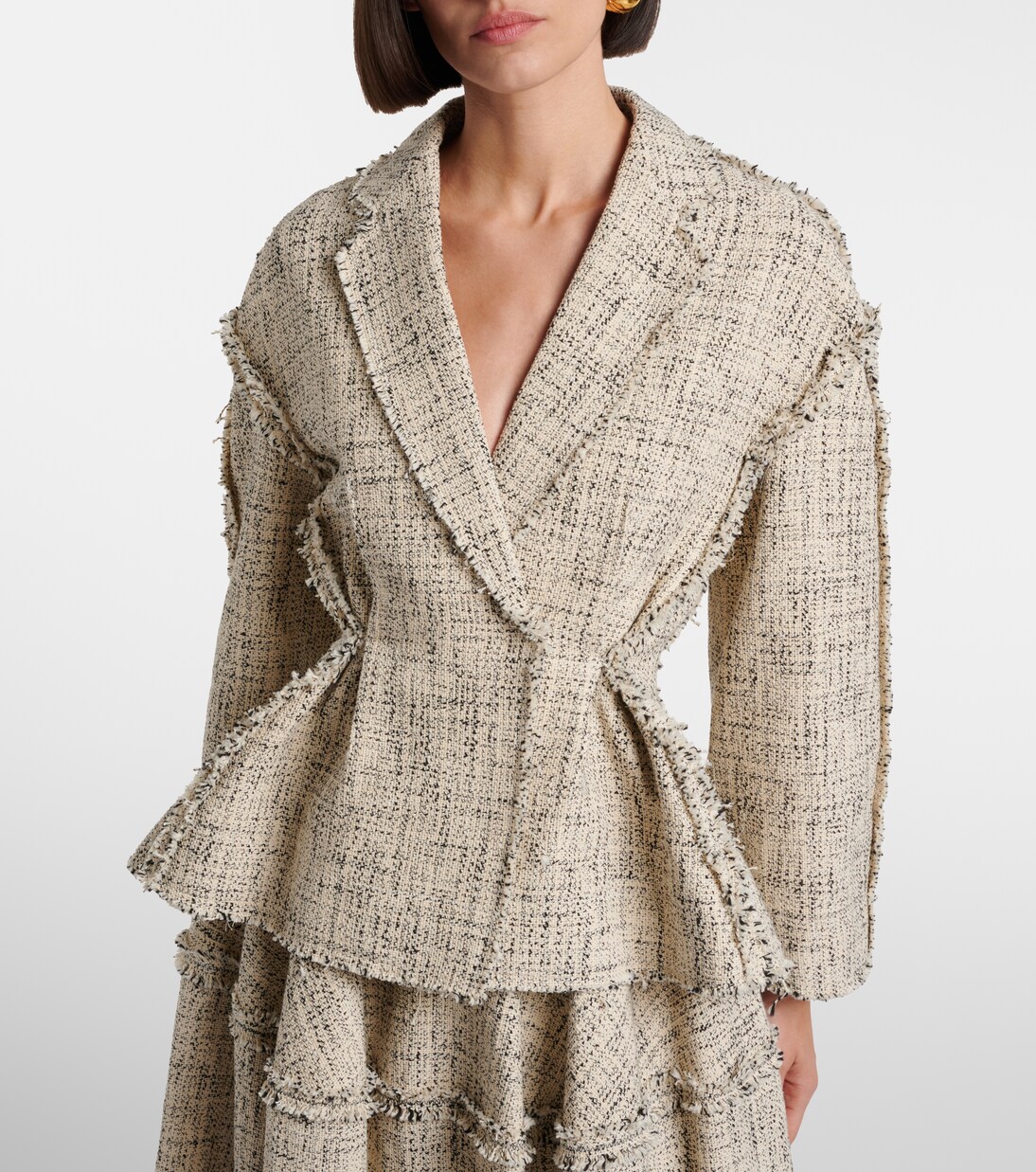 Cotton-blend tweed peplum jacket | Erdem