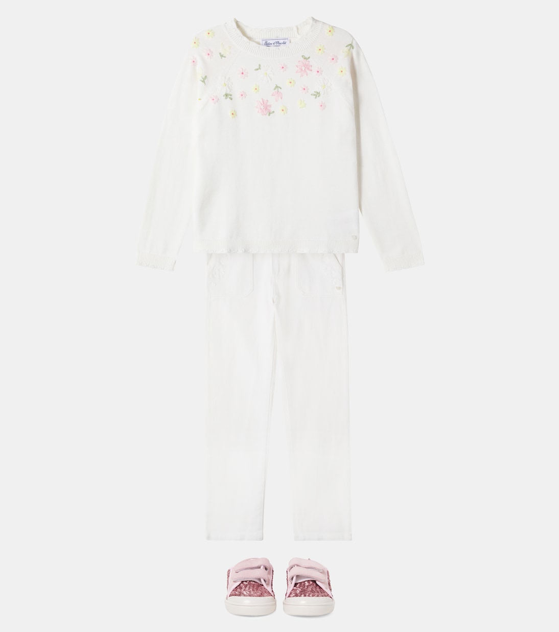 Pull brodé en coton à fleurs | Tartine et Chocolat