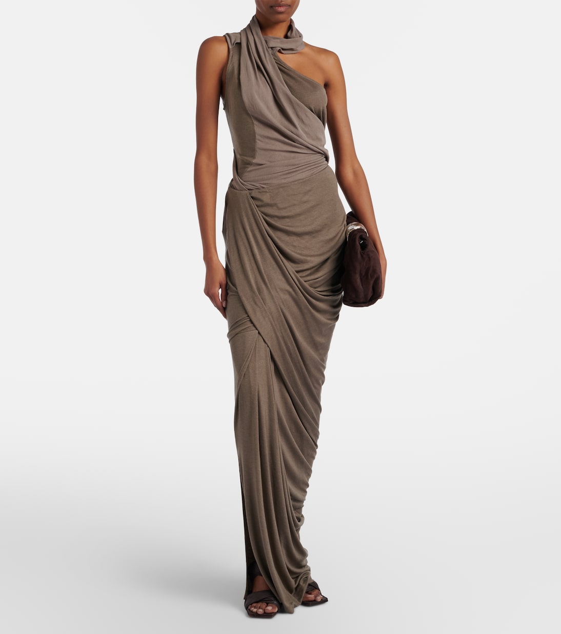 Draped halterneck cotton-blend top | Entire Studios