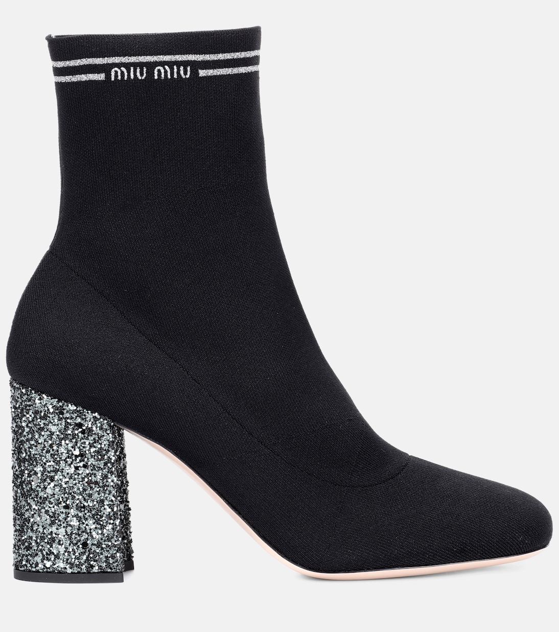 Stivaletti a calza con glitter | Miu Miu