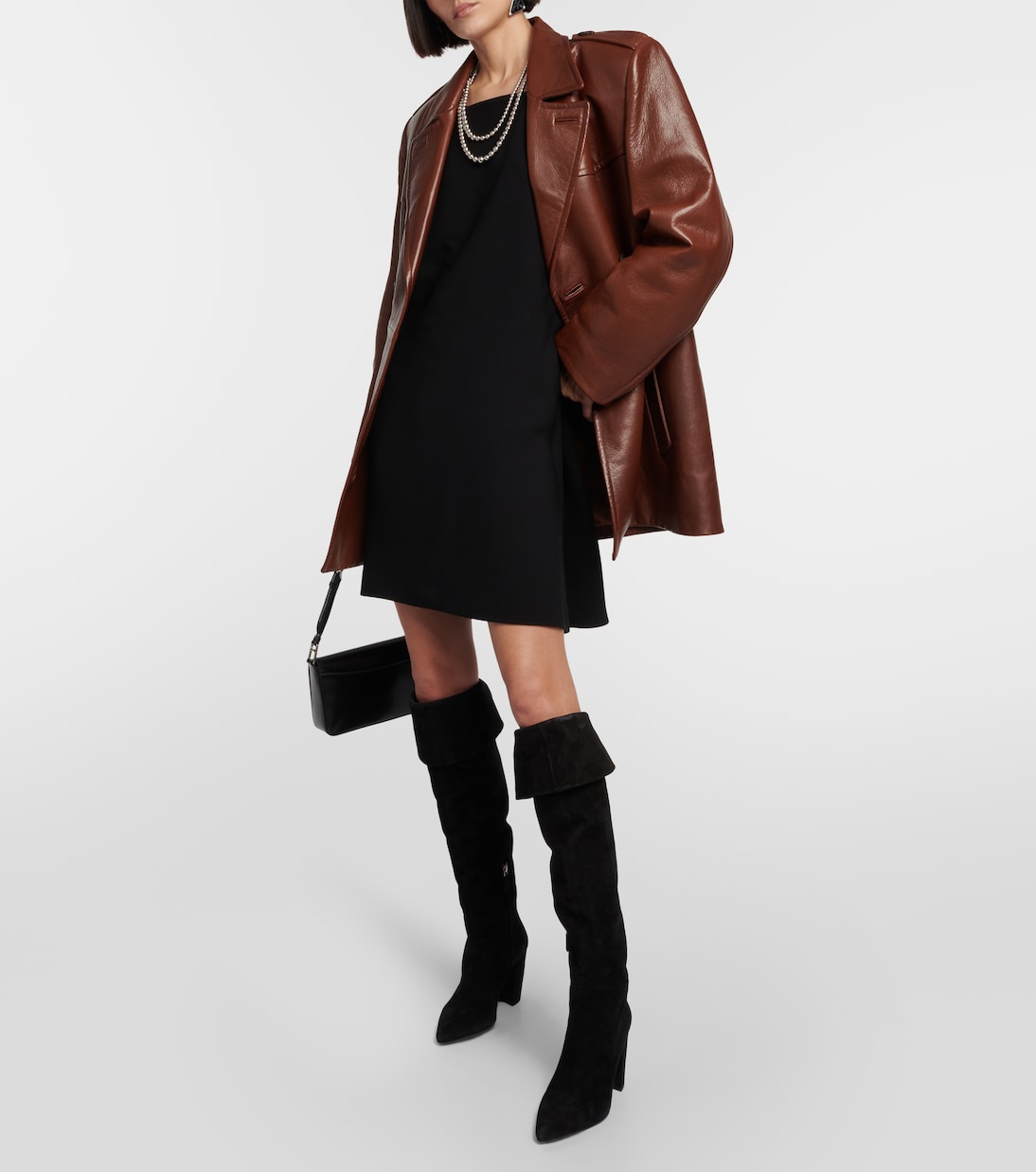 Suede over the knee boots in black Prada Mytheresa
