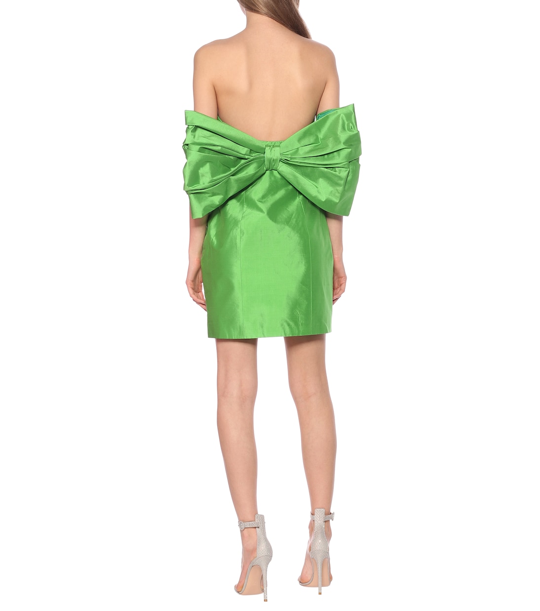 Silk-satin strapless midi dress | Rasario