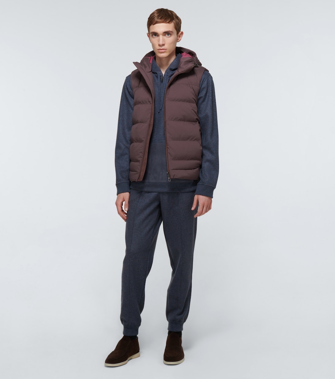 Chaleco con capucha de plumas | Loro Piana