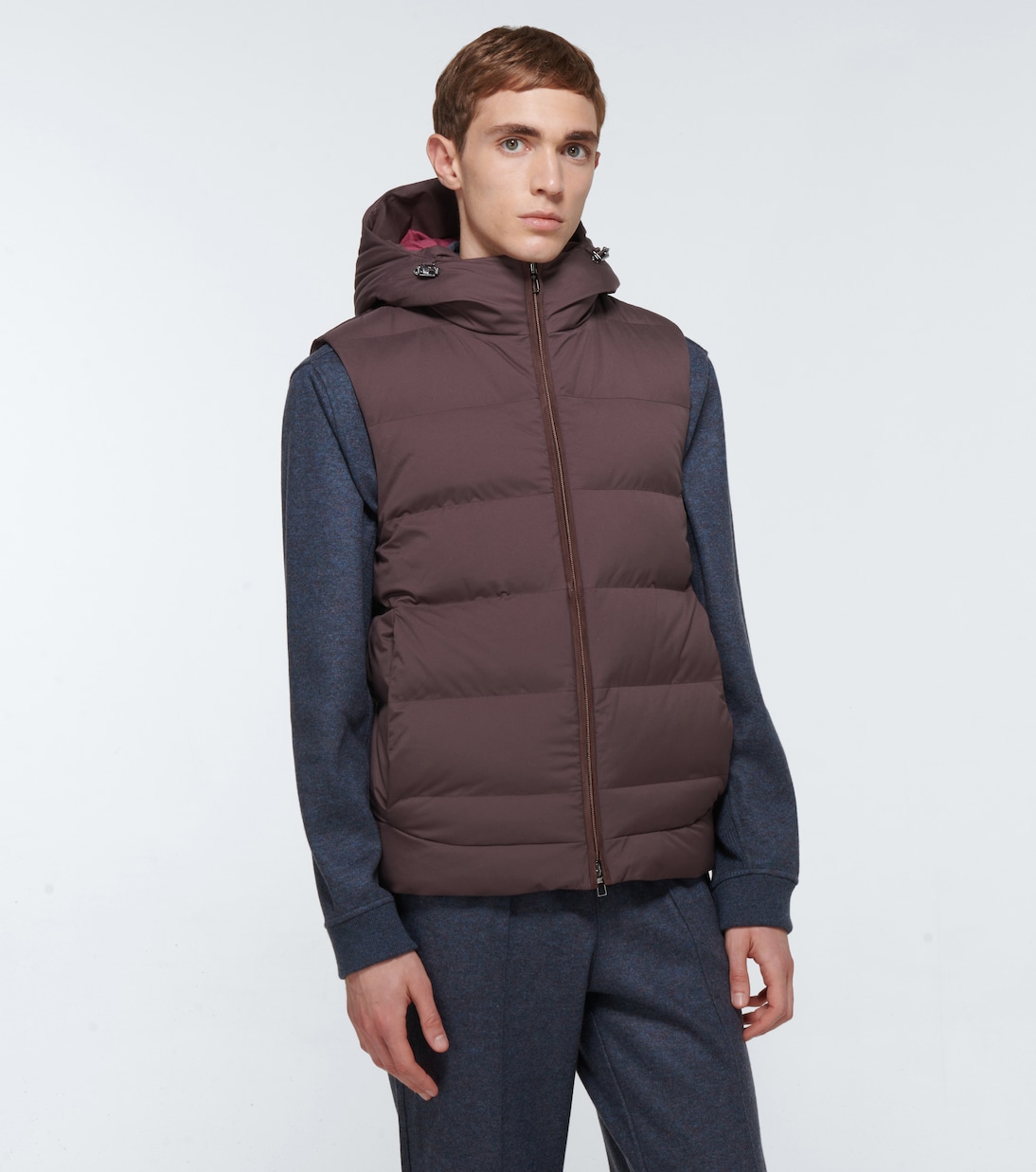 Chaleco con capucha de plumas | Loro Piana