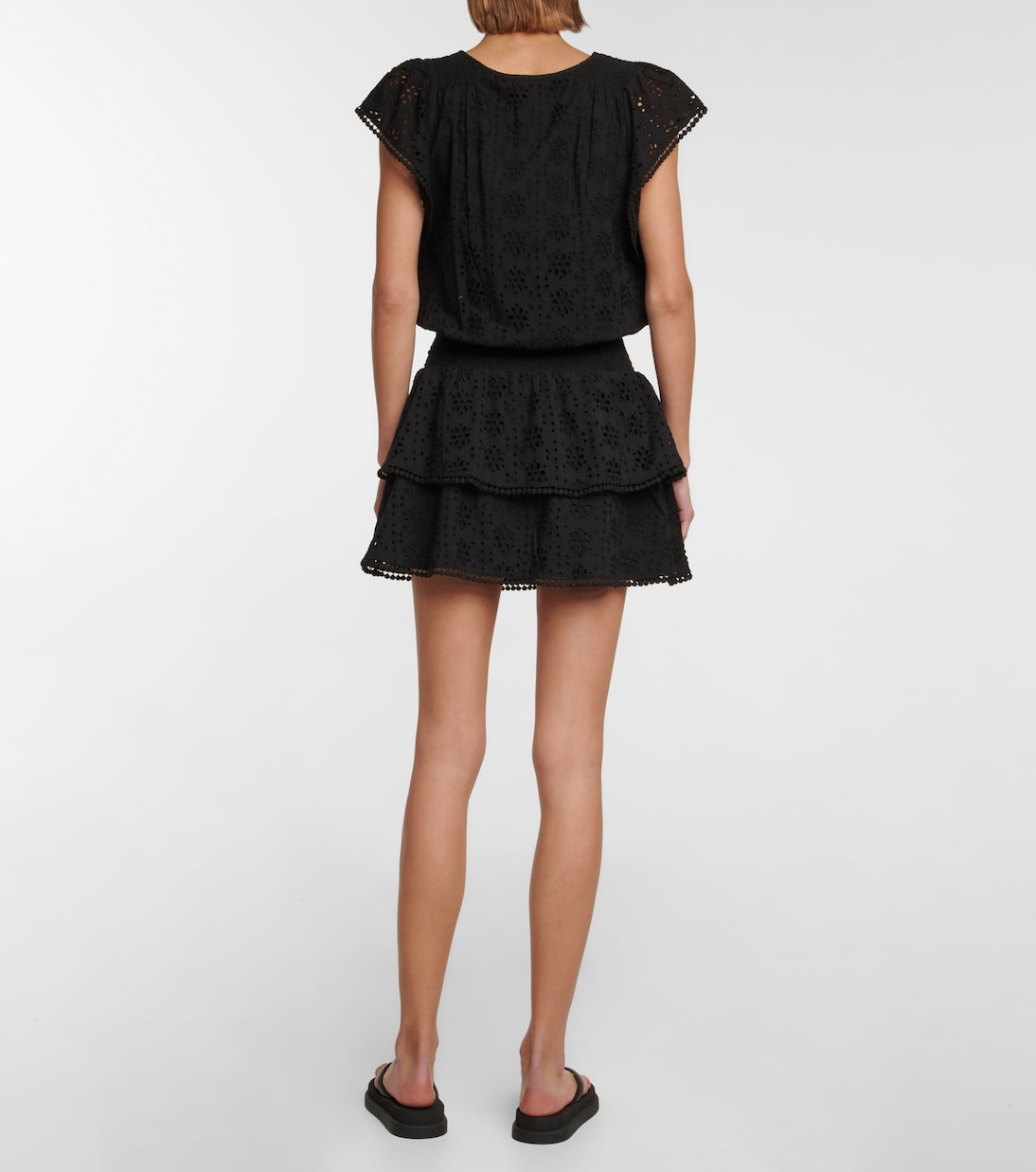 Vestido corto Keri de algodón con bordado inglés | Melissa Odabash