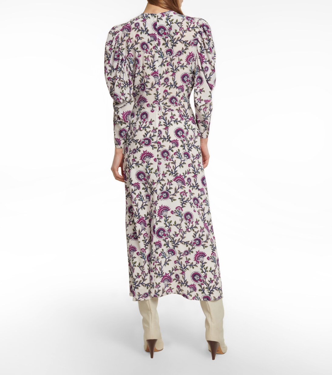 Robe midi Baga en soie mélangée à fleurs | Isabel Marant