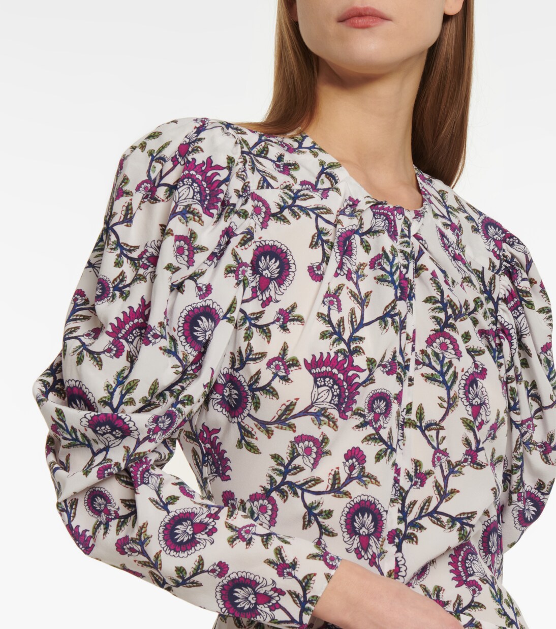 Robe midi Baga en soie mélangée à fleurs | Isabel Marant