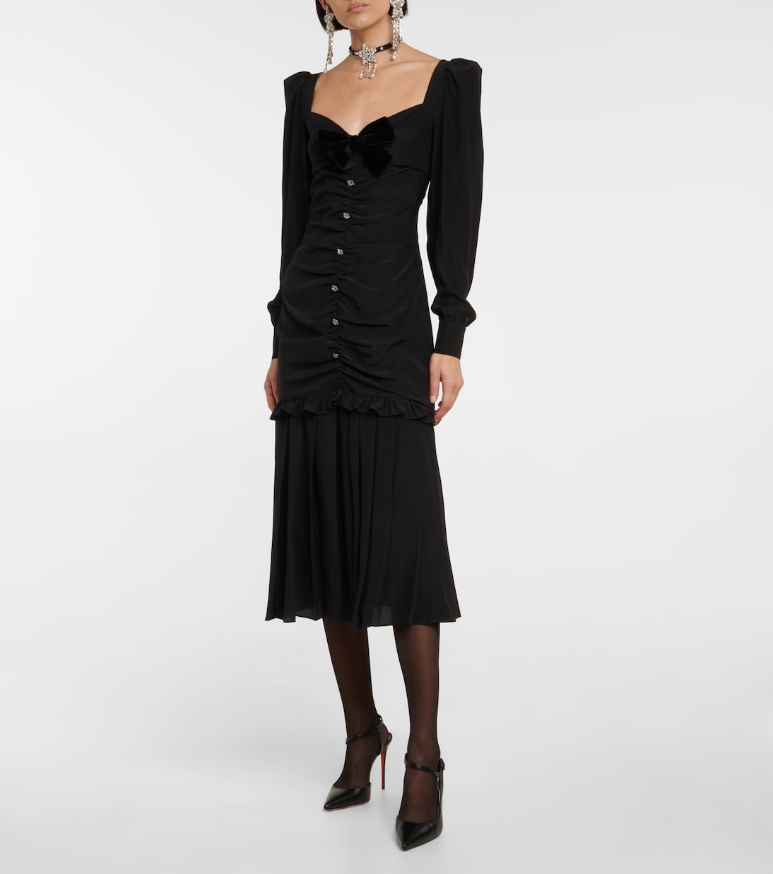Ruched silk midi dress | Alessandra Rich