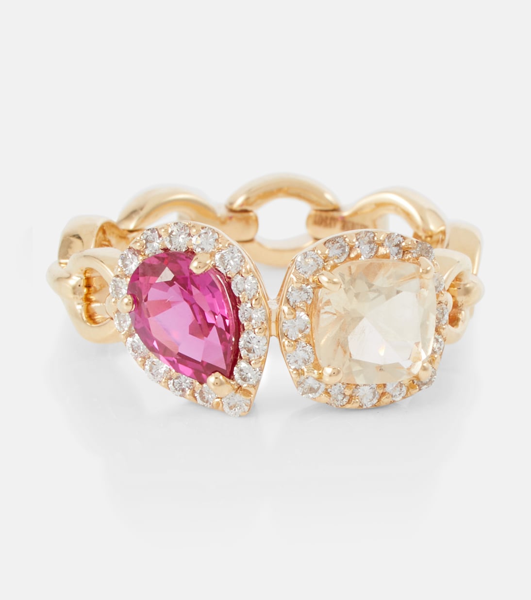 Bague Catena Double en or 18 ct à saphir, rubellite et diamants | Nadine Aysoy
