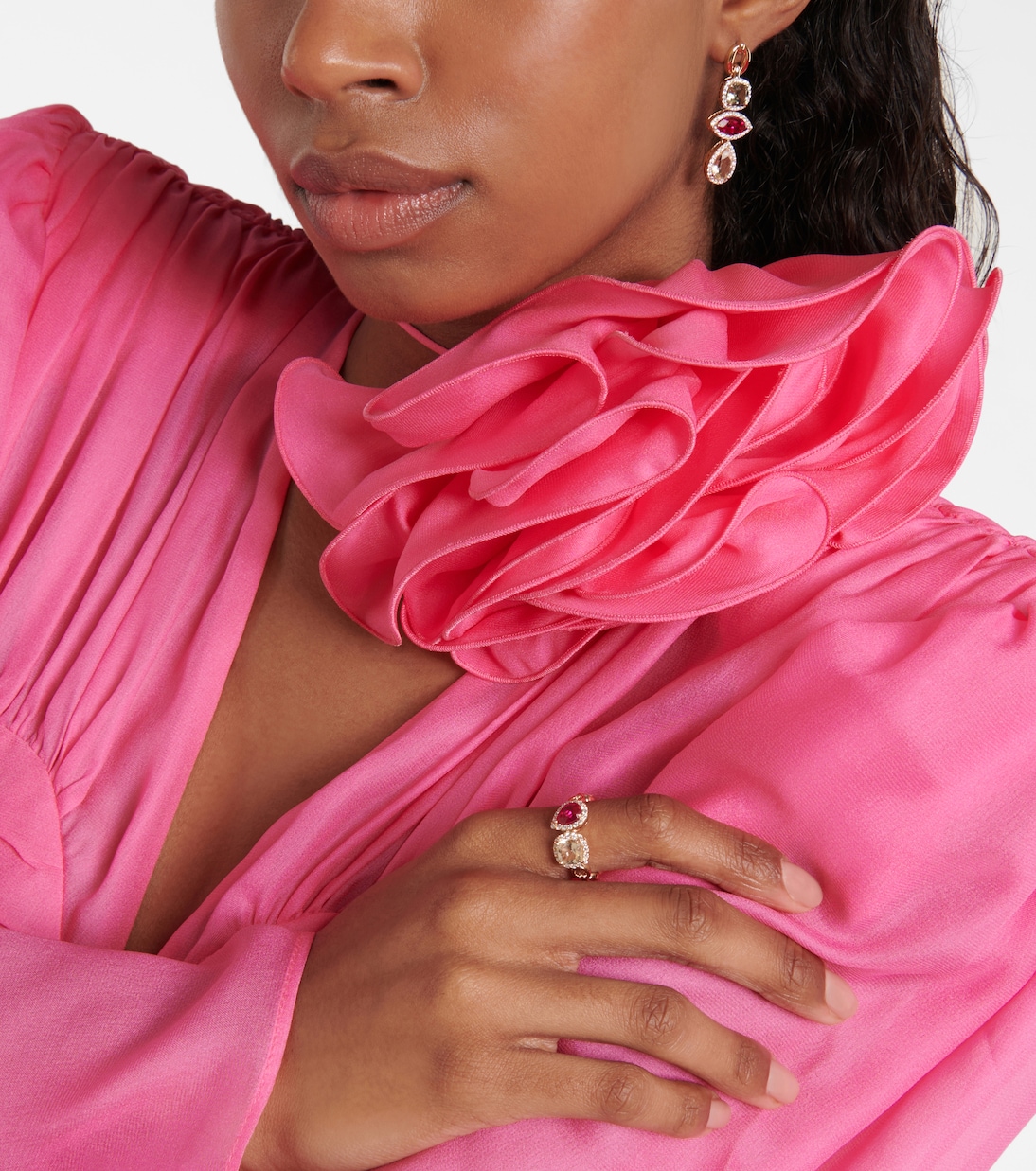 Bague Catena Double en or 18 ct à saphir, rubellite et diamants | Nadine Aysoy