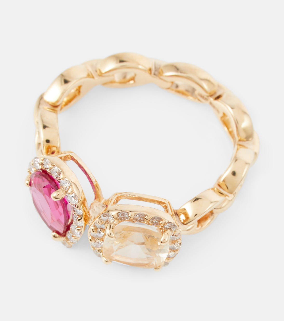 Bague Catena Double en or 18 ct à saphir, rubellite et diamants | Nadine Aysoy