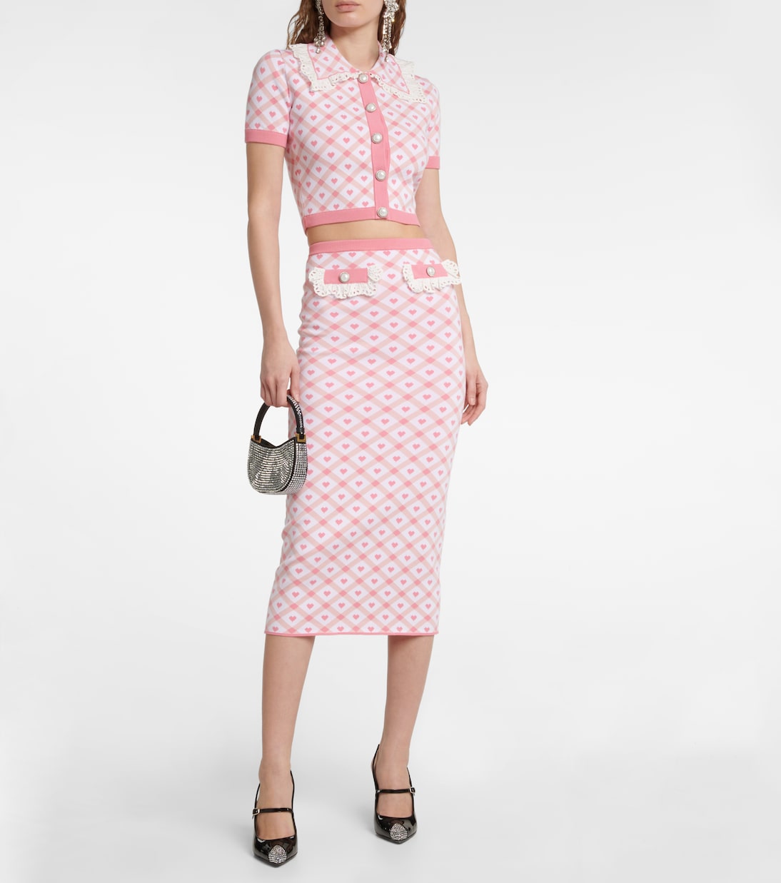 Falda midi de jacquard a cuadros | Alessandra Rich