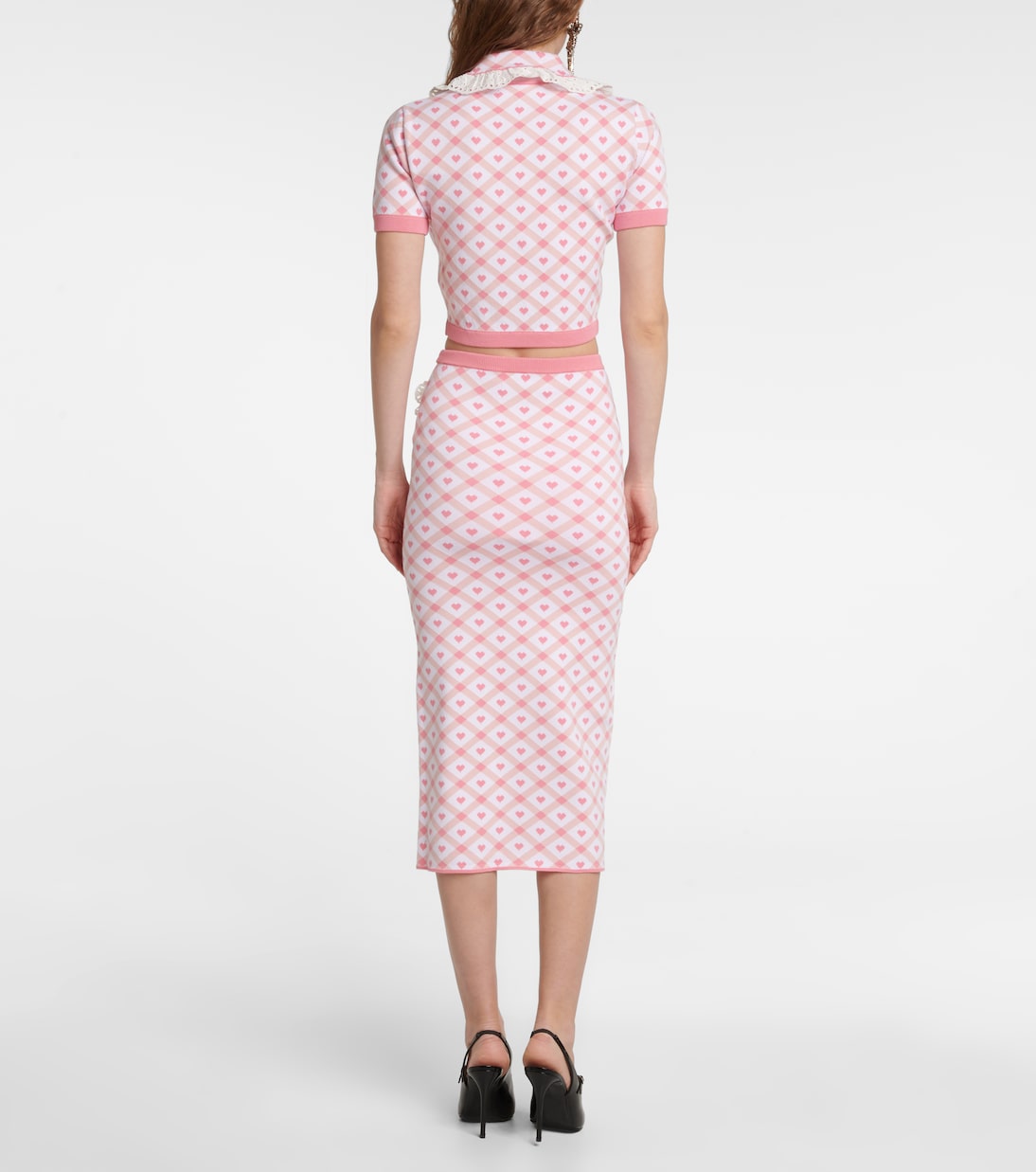 Falda midi de jacquard a cuadros | Alessandra Rich