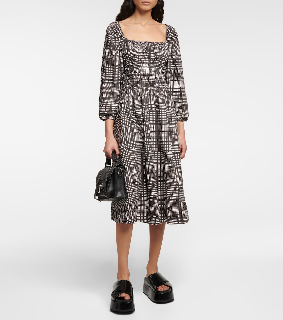 White Label - Abito midi in popeline di cotone a quadri | Proenza Schouler