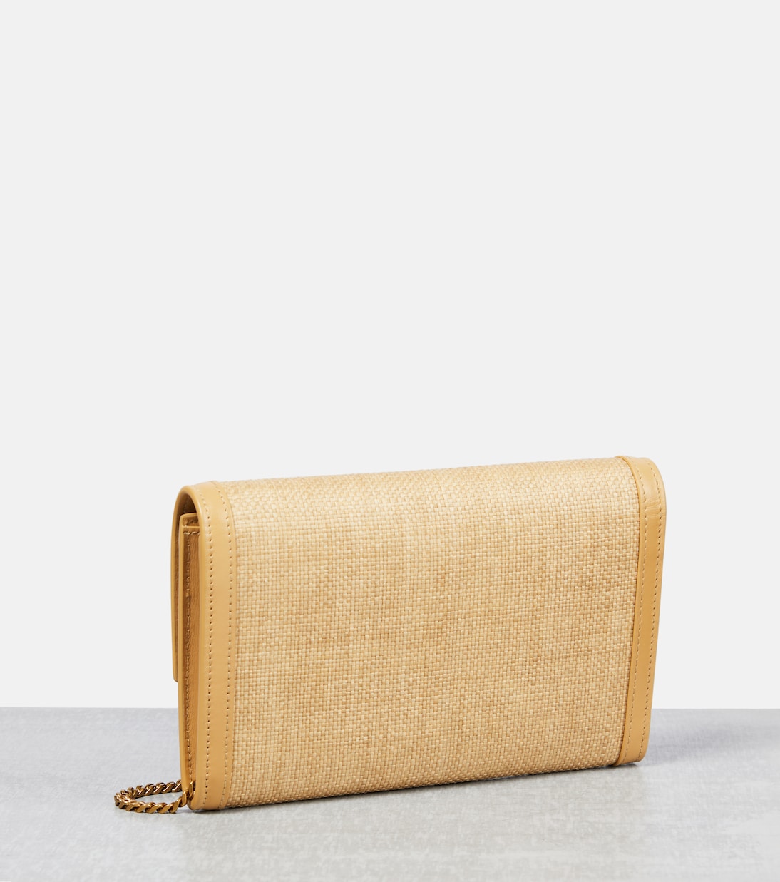 Uptown raffia wallet on chain | Saint Laurent