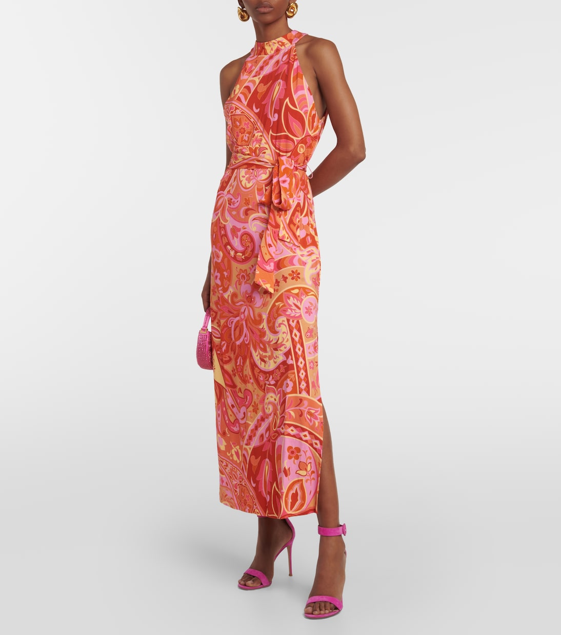 Celeste printed crêpe de chine midi dress | Rixo
