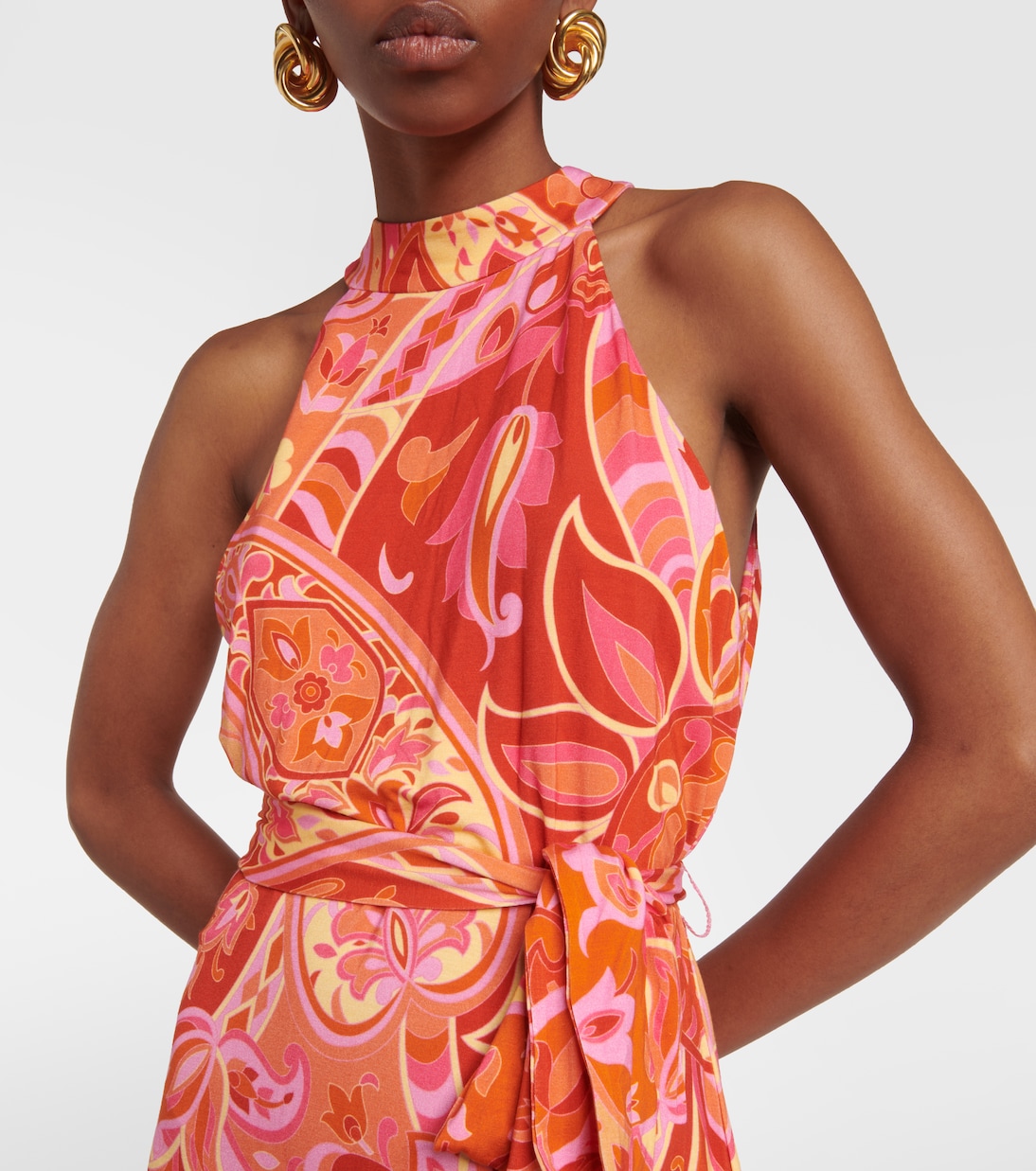 Celeste printed crêpe de chine midi dress | Rixo
